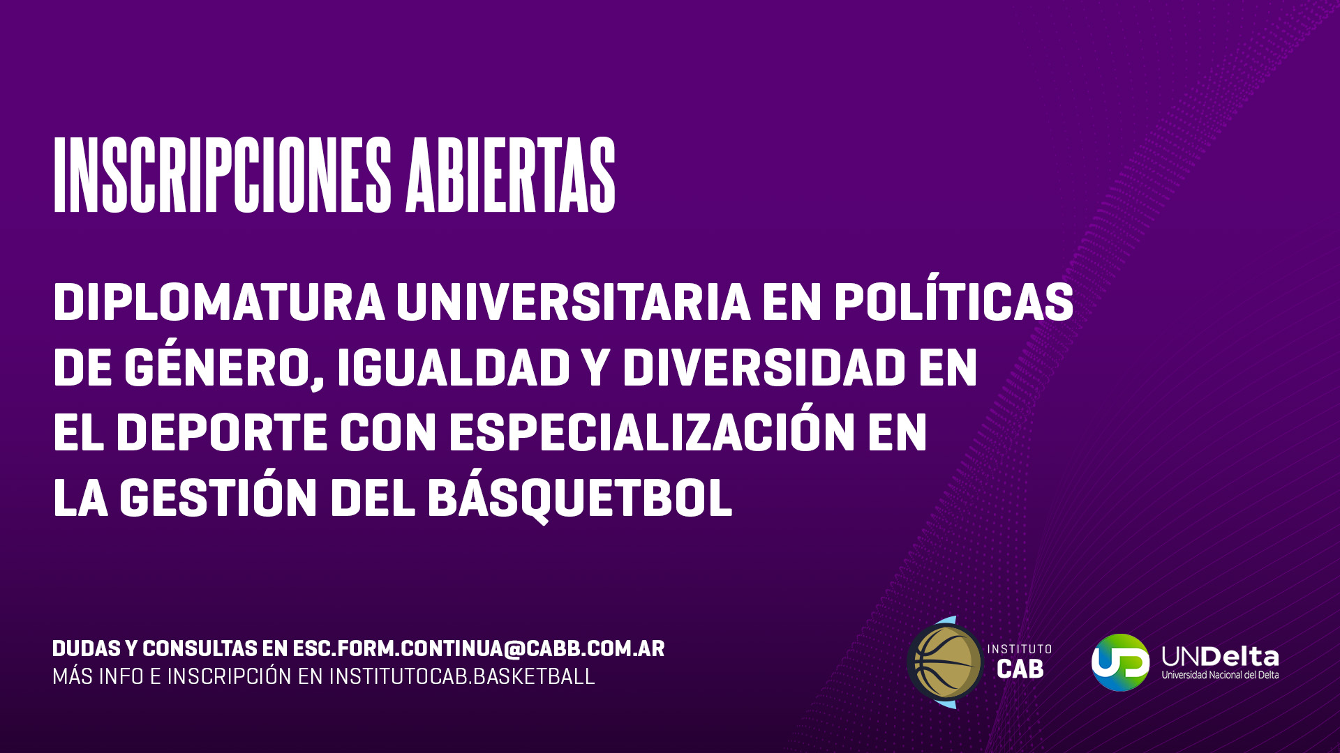 Se abren las Inscripciones para la Diplomatura Universitaria en Políticas de Género, Igualdad y Diversidad en el Deporte